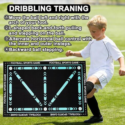 Soccer Training Mat Football Footstep Training Mat 35X24 inch Soccer Training Equipment Improve Strength, Agility and Coordination, Anti-Slip Silent for All Ages Footwork & Ball Mastery in Kuwait