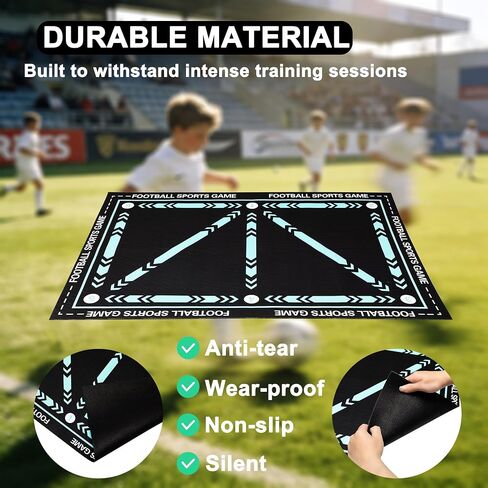 Soccer Training Mat Football Footstep Training Mat 35X24 inch Soccer Training Equipment Improve Strength, Agility and Coordination, Anti-Slip Silent for All Ages Footwork & Ball Mastery in Kuwait