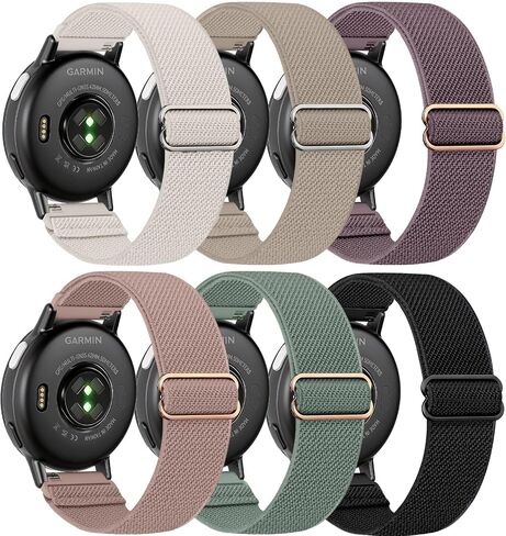 6 عبوات من الأربطة القابلة للتمدد 20 مم متوافقة مع Garmin Vivoactive 5/ Vivoactive 6/ Vivoactive 3، نسيج نايلون مرن قابل للتعديل أشرطة رياضية بديلة لـ Forerunner 645/55/165/165 Music/158/245/245 Music Women Men in Kuwait