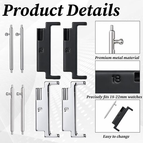 18mm to 20mm 22mm Watch Band Adapter, 2 pair 18mm to 22mm Strap Adapter Universal Metal Watch Band Adapters for Changing Favorite Watches Bands in Kuwait