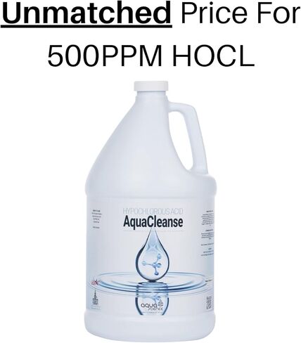 Hypochlorous Acid - 1 Gallon Refill Plus 32oz Spray Bottle Bundle | Convenient 500PPM HOCL For Multipurpose Application | Both Bottles Contain HOCL in Kuwait