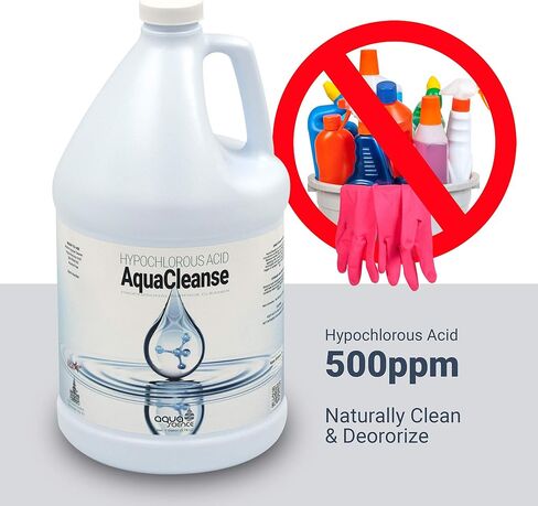 Hypochlorous Acid - 1 Gallon Refill Plus 32oz Spray Bottle Bundle | Convenient 500PPM HOCL For Multipurpose Application | Both Bottles Contain HOCL in Kuwait