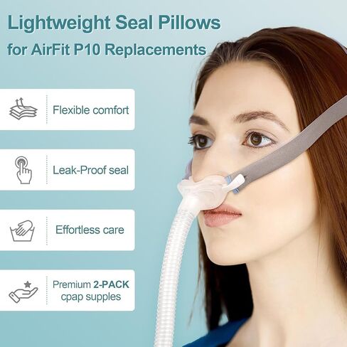 وسائد بديلة لوسادة الأنف AirFit P10، عبوتان، سيليكون فائق النعومة، ملاءمة آمنة، مانعة للتسرب، خالية من اللاتكس (كبيرة) in Kuwait