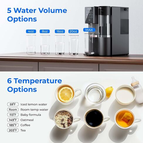 Waterdrop A2 Countertop Reverse Osmosis System, Hot and Cold RO System, Portable Pure Water Tank, Bottleless Water Cooler, 6 Temperature Settings, Hot Cold Room Water, 3:1 Pure to Drain in Kuwait