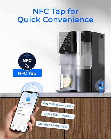 Waterdrop A2 Countertop Reverse Osmosis System, Hot and Cold RO System, Portable Pure Water Tank, Bottleless Water Cooler, 6 Temperature Settings, Hot Cold Room Water, 3:1 Pure to Drain in Kuwait
