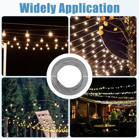 3/32 in Stainless Steel Cable Wire Rope 100ft, 7x7 Strands Flexible Aircraft Cable for Deck Railing, String Light Hanging, Marine Rigging, Garden Wire with 30 M2.5 Crimping Loops in Kuwait