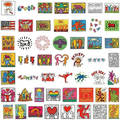 50Pcs Keith Haring Stickers for Water Bottle Cup Laptop Guitar Car Motorcycle Bike Skateboard Luggage Box Vinyl Waterproof Graffiti Patches in Saudi Arabia
