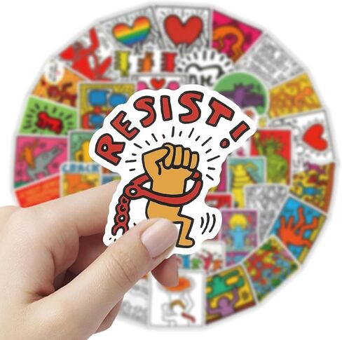 50Pcs Keith Haring Stickers for Water Bottle Cup Laptop Guitar Car Motorcycle Bike Skateboard Luggage Box Vinyl Waterproof Graffiti Patches in Saudi Arabia