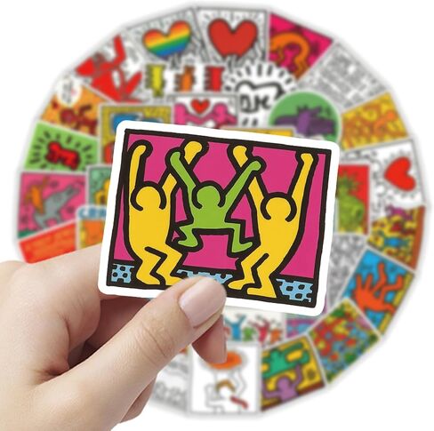 50Pcs Keith Haring Stickers for Water Bottle Cup Laptop Guitar Car Motorcycle Bike Skateboard Luggage Box Vinyl Waterproof Graffiti Patches in Saudi Arabia