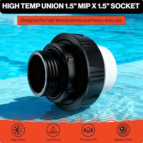 Swimables SW-30-215 High Temp Union 1.5" MIP x 1.5" Socket - PVC Pump Union Fitting - 1 1/2 Inch PVC Unions Adapter - Replacement Connector for Pool Pumps - 2 Pack in Kuwait