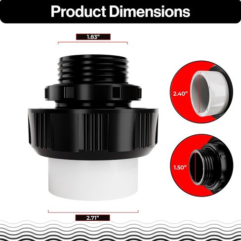 Swimables SW-30-215 High Temp Union 1.5" MIP x 1.5" Socket - PVC Pump Union Fitting - 1 1/2 Inch PVC Unions Adapter - Replacement Connector for Pool Pumps - 2 Pack in Kuwait