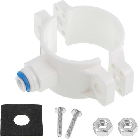 1 Pack 1/4" Drain Saddle Valve Quick Connect White Plastic Water Hose Pipe Adapter Clamp for Under Sink Reverse Osmosis Water Filter System in Kuwait