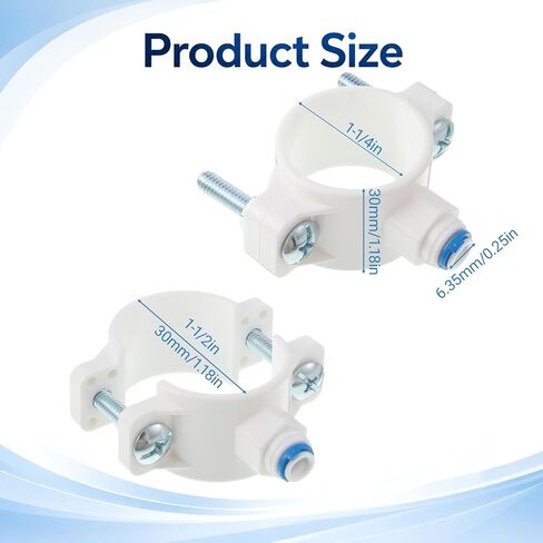 1 Pack 1/4" Drain Saddle Valve Quick Connect White Plastic Water Hose Pipe Adapter Clamp for Under Sink Reverse Osmosis Water Filter System in Kuwait