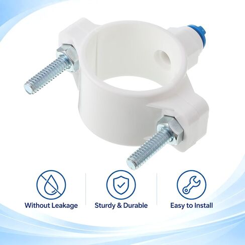 1 Pack 1/4" Drain Saddle Valve Quick Connect White Plastic Water Hose Pipe Adapter Clamp for Under Sink Reverse Osmosis Water Filter System in Kuwait