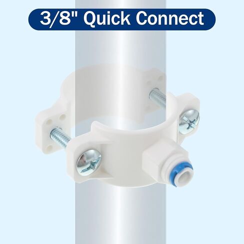 1 Pack 1/4" Drain Saddle Valve Quick Connect White Plastic Water Hose Pipe Adapter Clamp for Under Sink Reverse Osmosis Water Filter System in Kuwait