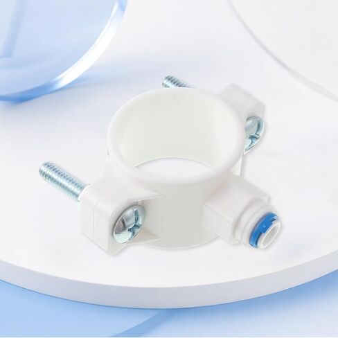 1 Pack 1/4" Drain Saddle Valve Quick Connect White Plastic Water Hose Pipe Adapter Clamp for Under Sink Reverse Osmosis Water Filter System in Kuwait