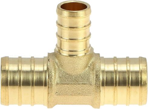 QWORK 12-Pack 3/4" x 3/4" x 1/2" PEX Reducing Tee Brass Crimp Fittings for PEX B Plumbing Systems in Kuwait
