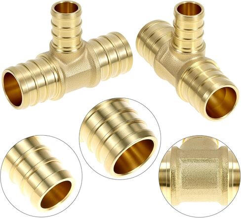 QWORK 12-Pack 3/4" x 3/4" x 1/2" PEX Reducing Tee Brass Crimp Fittings for PEX B Plumbing Systems in Kuwait