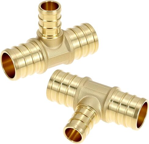 QWORK 12-Pack 3/4" x 3/4" x 1/2" PEX Reducing Tee Brass Crimp Fittings for PEX B Plumbing Systems in Kuwait