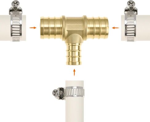 QWORK 12-Pack 3/4" x 3/4" x 1/2" PEX Reducing Tee Brass Crimp Fittings for PEX B Plumbing Systems in Kuwait