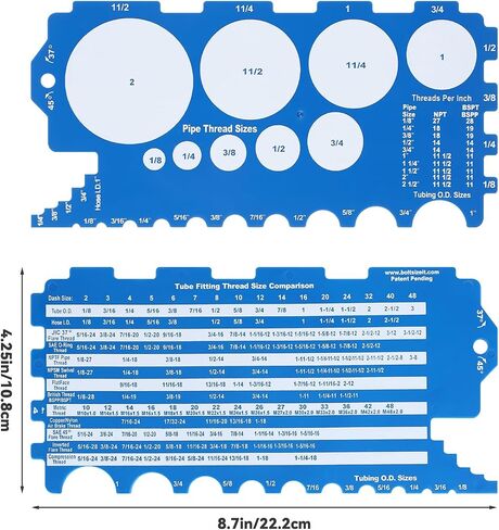 Feifeiya 3 Pcs Plastic Pipe & Tubing Size Gauge Bolt Sizer for Quickly Sizing Nuts and Bolts, Pipe Measuring Tool, Easy to Read Bolt Size and Thread Gauge in Kuwait