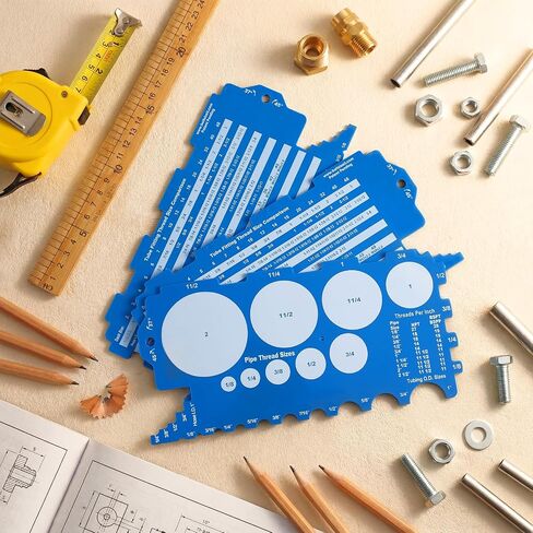 Feifeiya 3 Pcs Plastic Pipe & Tubing Size Gauge Bolt Sizer for Quickly Sizing Nuts and Bolts, Pipe Measuring Tool, Easy to Read Bolt Size and Thread Gauge in Kuwait