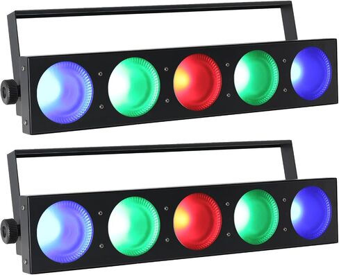 Rockville Bundle: (2) Five-Eye 5 Head RGB Blinder Light, 19 Channel DMX, Super Bright, Durable Aluminum Case, Control Each Light, Auto for Stage, DJ Events, and Venues (2 Items) in Kuwait