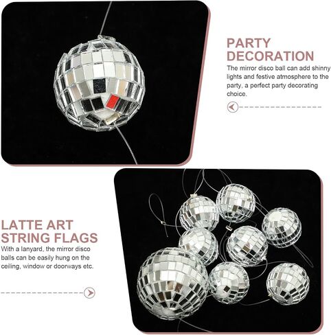 2pcs Hanging Mirror Disco Ball String Decorations for Party, Wedding, New Year – Reflective Chic Mirror Balls for Indoor Event Hanging Decor in Kuwait