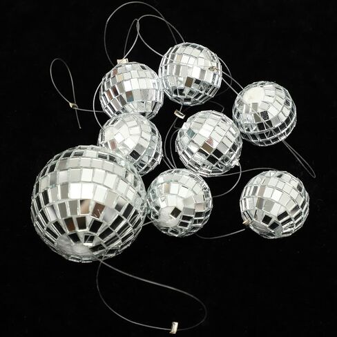 2pcs Hanging Mirror Disco Ball String Decorations for Party, Wedding, New Year – Reflective Chic Mirror Balls for Indoor Event Hanging Decor in Kuwait