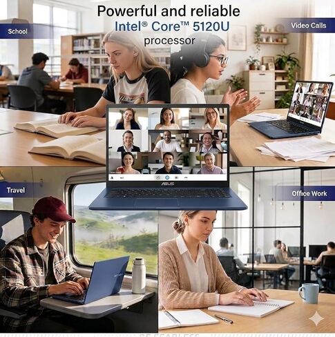 كمبيوتر محمول ASUS Vivobook 14 مقاس 14 بوصة FHD، Intel 10-Core 5 120U (يصل إلى 5 جيجا هرتز)، ذاكرة الوصول العشوائي 16 جيجابايت 512 جيجابايت SSD، Win 11 Wifi6 بلوتوث كاميرا ويب طويلة العمر لطلاب كلية الأعمال مع ملحق GM in Kuwait