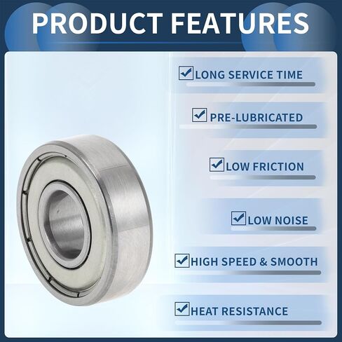 6000ZZ Deep Groove Ball Bearings P4 10x26x8mm Car Lubricated Bearings Silver Tone Double Metal Seal Stylish Design 2 Pcs in Kuwait