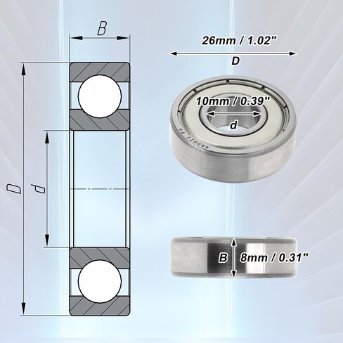 6000ZZ Deep Groove Ball Bearings P4 10x26x8mm Car Lubricated Bearings Silver Tone Double Metal Seal Stylish Design 2 Pcs in Kuwait