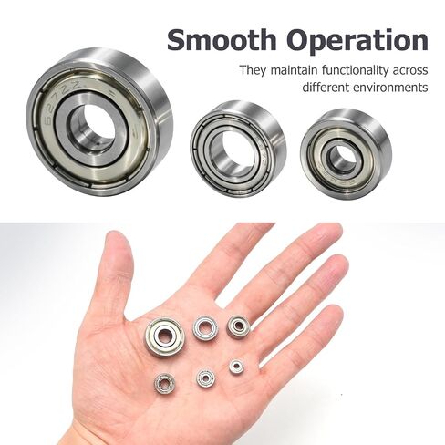 60Pcs Carbon Steel Ball Bearings Assortment Kit, Deep Groove Bearings 693ZZ, 623ZZ, 624ZZ, 685ZZ, 687ZZ, 627ZZ, Suitable for Small Machinery Applications in Kuwait