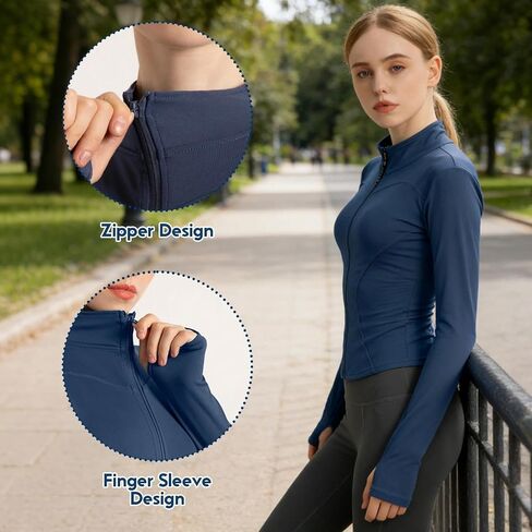 Womens Athletic Jacket Full Zip Slim Fit Workout Jacket Long Sleeve Activewear Top for Training Yoga Running Golf in Kuwait