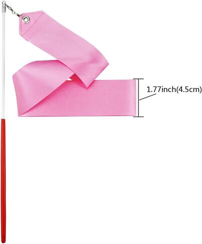 SaktopDeco Dance Ribbons Pink Rhythmic Gymnastics Ribbon Silk Dance Streamers Wands for Twirling Baton Artistic Dancing Stick, 6 Pack in Kuwait