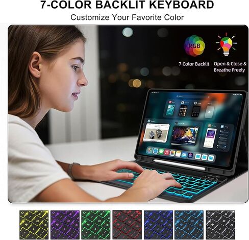 Case Keyboard for Samsung Galaxy Tab S10 Lite / S10 FE / S9 FE / S9 / S8 10.9-11 inch Cover - Change Detachable Magnetic Keyboard with S Pen Holder, Black in Saudi Arabia