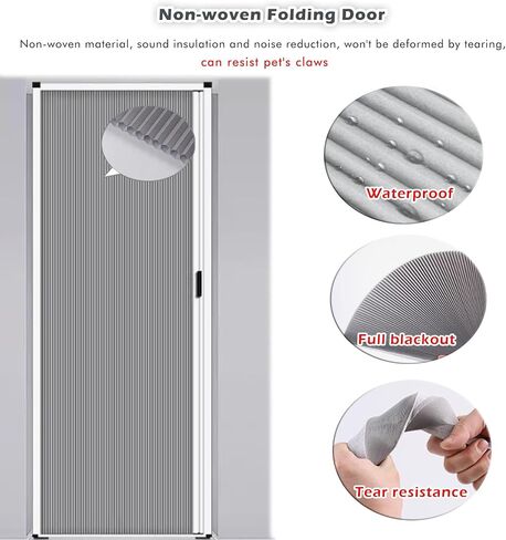 Extra Wide Honeycomb Accordion Door 100-200cm - Waterproof Folding Sliding Room Divider with Aluminum Frame for Easy Installation in Commercial & Residential Spaces (130x230cm/51.2x90.5in) in Kuwait