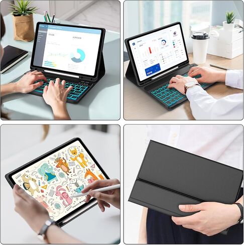 Case Keyboard for Samsung Galaxy Tab S10 Lite / S10 FE / S9 FE / S9 / S8 10.9-11 inch Cover - Change Detachable Magnetic Keyboard with S Pen Holder, Black in Saudi Arabia