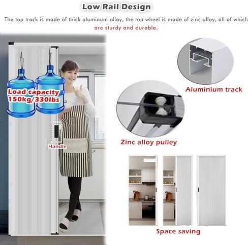 Extra Wide Honeycomb Accordion Door 100-200cm | Waterproof Folding Sliding Room Divider with Aluminum Frame | Easy to Install for Commercial & Residential Use (120x210cm/47.2x83in) in Kuwait