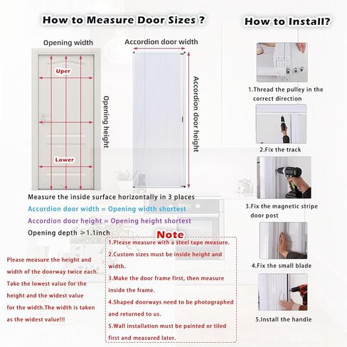 Extra Wide Honeycomb Accordion Door 100-200cm - Waterproof Folding Sliding Room Divider with Aluminum Frame, Easy Install for Commercial/Residential Use (150x190cm/59x75in) in Kuwait