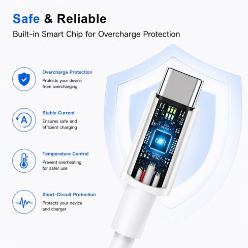 USB C to USB C Charging Cable, (60W 2Pack 3.3ft)Type C Fast Charger Durable High Speed Data Sync Cable Phone Power Cord for iPhone 17/ 17 Pro Max/17 Pro/16 Pro Max /15Pro/15 Plus/iPad Pro/Air/ Mini in Kuwait