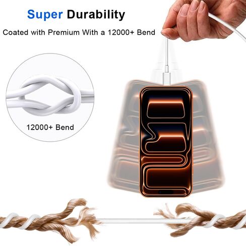 USB C to USB C Charging Cable, (60W 2Pack 3.3ft)Type C Fast Charger Durable High Speed Data Sync Cable Phone Power Cord for iPhone 17/ 17 Pro Max/17 Pro/16 Pro Max /15Pro/15 Plus/iPad Pro/Air/ Mini in Kuwait
