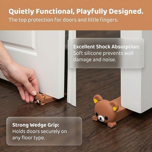 Door Stopper Cute, Cute Cute Bear Door Stop Decorative Animal Doorstop Door Wedge, 1 Pack Decorative Door Wedge for Home and Office Floor in Kuwait