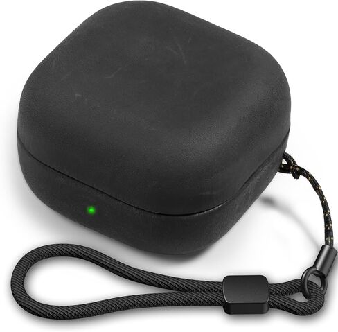 حافظة لهاتف Samsung Galaxy Buds 4 Pro/Galaxy Buds 4 (2026)، غطاء حماية من الجلد الأصلي مصنوع يدويًا من Crazy Horse مع حبل قصير، مبطن بالألياف الدقيقة in Kuwait