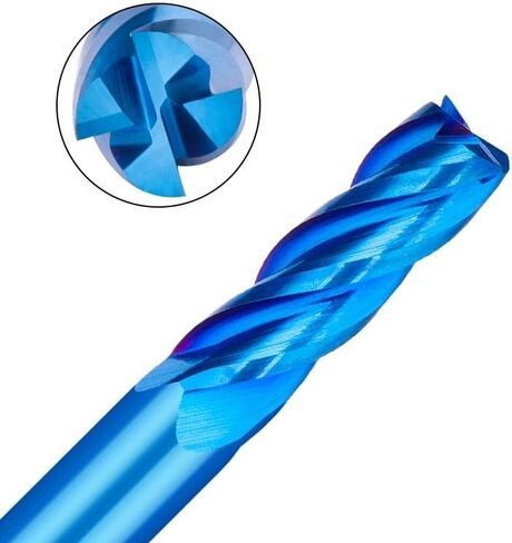 5pcs Tungsten Carbide End Mill 4 Flute CNC Milling Cutters 3.175mm Shank Nano Blue Coated Bit for Wood Metal Machine in Kuwait