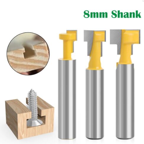 مجموعة لقم التوجيه T-Slot Cutter، حزمة من 3 قطع تفريز بفتحة مفتاح عرقوب 8 مم للأعمال الخشبية، أدوات قطع الخشب الدقيقة in Kuwait