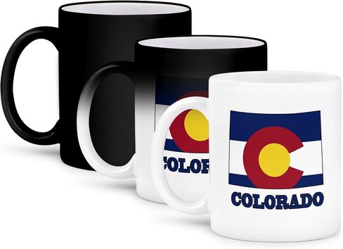 3dRose Colorado state flag in the outline map and letters of Colorado 11oz Magic Transforming Mug in Kuwait