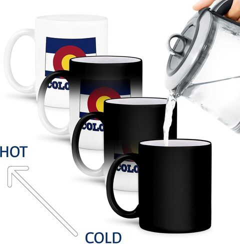 3dRose Colorado state flag in the outline map and letters of Colorado 11oz Magic Transforming Mug in Kuwait
