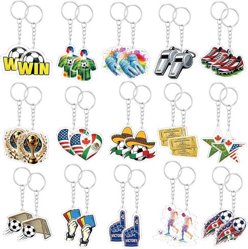 Konohan 30 Pcs Soccer Party Favors Keychains Bulk National Flags Soccer Keychain International World Party Decorations for Global Events Sports Supplies in Kuwait