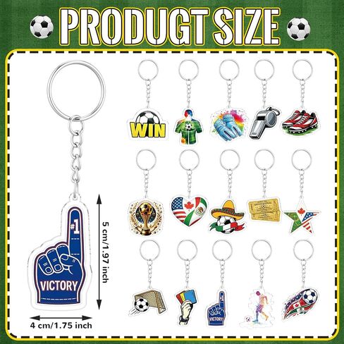 Konohan 30 Pcs Soccer Party Favors Keychains Bulk National Flags Soccer Keychain International World Party Decorations for Global Events Sports Supplies in Kuwait